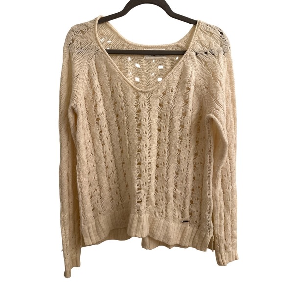 Abercrombie & Fitch Sweaters - Abercrombie & Fitch Wool Blend Open Knit Sweater Coastal Grandma Layer L